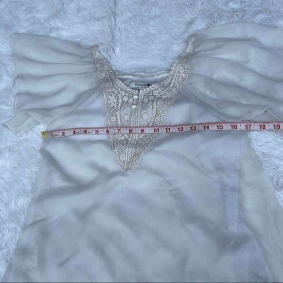 FOREVER 21 Flutter Sleeve Sheer Blouse Small - Picture 10 of 13